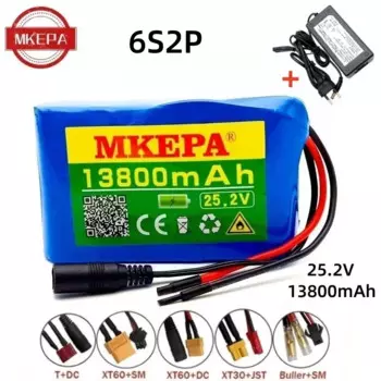 Аккумулятор MKEPA 6S2P 18650 литиевый 25,2 в 13800 мАч для электрического велосипеда, мопеда/электричества/литий-ионного аккумулятора, индивидуальный разъем