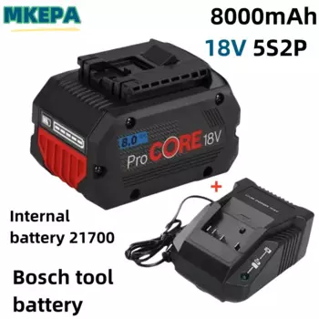 Аккумуляторная батарея Bosch, 18 в, 100% Ач, подходит для инструментов BAT609, BAT618, GBA18V80, 21700, Мощная батарея 5C
