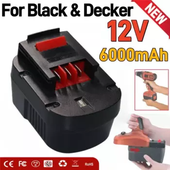 Аккумуляторная батарея для инструментов Black & Decker A12 A12EX FSB12 FS120B A1712 HP12K HP12, 12 В, 6000 мАч