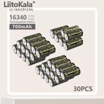 Аккумуляторная батарея LiitoKala Lii-16A 16340, 30 шт., 700 мАч, 3,7 в, литий-ионный аккумулятор CR123A для светодиодного фонарика Arlo, камера видеонаблюдения L70