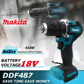Аккумуляторная дрель Makita DDF487, 18 в LXT, с большим крутящим моментом, с бесщеточным Мотором, компактный электроинструмент, отвертка, электродвигатель с литиевым аккумулятором