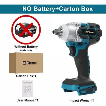 Аккумуляторный ударный гайковерт Gisam 520N.M 1/2 дюйма для Makita 18В