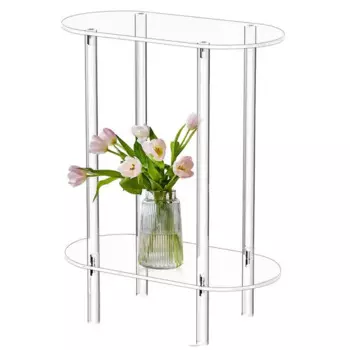 Акриловый двухуровневый Прозрачный квадратный стол для современной гостиной, боковой столик для напитков, спальни, дома
