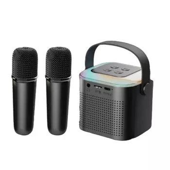 Акустическая система Bluetooth 5.3 с двумя беспроводными микрофонами, динамик для домашнего пения