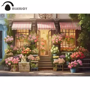 Allenjoy весенний цветочный магазин фон для фотосъемки Цветочный горшок магазин фон для фотосессии