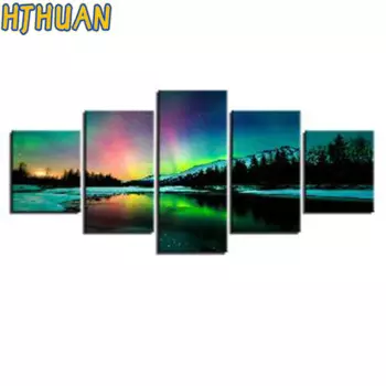 Алмазная вышивка Aurora Night View, квадратная и круглая, Хрустальная алмазная живопись, мозаика «сделай сам», рукоделие в хобби, 5 шт.