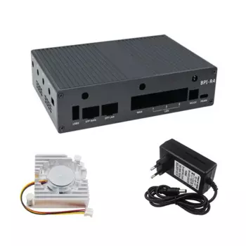 Алюминиевый корпус для Banana Pi BPI-R4 с вентилятором, источник питания постоянного тока 12 В, 5 А, аксессуары для макетной платы BPI R4