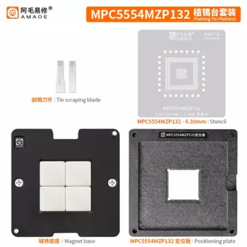 Amaoe MPC5554MZP132 IC BGA реболлинговый трафарет, блестящие контакты контроллера, припой, Оловянная сетка для растений, квадратное отверстие, нагревательная стальная сетка