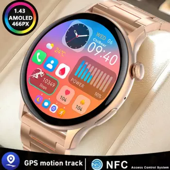 AMOLED умные часы женщины всегда на дисплеи часов Bluetooth Call Voice Control IP68 водонепроницаемый фитнес-браслет Smartwatch женщин