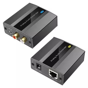 Аналоговый аудиоудлинитель RCA 3,5 мм, стерео через Ethernet, один кабель Cat5E/6/7, аудиоконвертер до 500 м, штепсельная вилка европейского стандарта