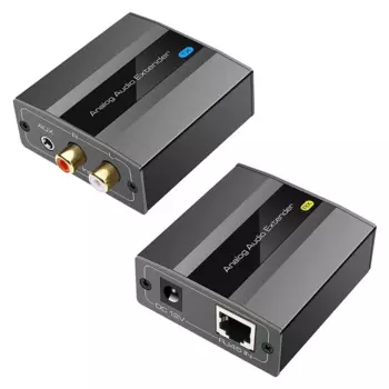 Аналоговый аудиоудлинитель RCA 3,5 мм, стерео через Ethernet, одиночный кабель Cat5E/6/7, аудиоконвертер до 500 м, вилка европейского стандарта