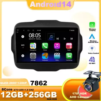 Android14 для Jeep Renegade 2014-2018 автомобильный радиоприемник навигация мультимедийный видеоплеер WIFI 4G беспроводной Carplay GPS