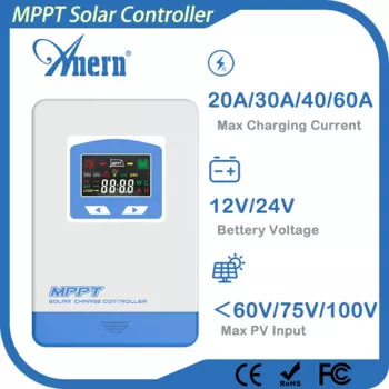 Anern 2024 Новый 20A 30A 40A MPPT контроллер зарядки 12В 24В солнечная батарея интеллектуальный регулятор для свинцово-кислотной/литиевой батареи