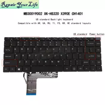 Английская клавиатура с подсветкой для Chuwi GemiBook Pro 14 CWI529 CoreBook X 14 CW1529 MB30019002