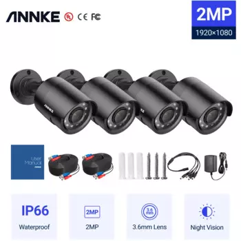 ANNKE 1080P камера безопасности на открытом воздухе 4 шт. 2MP Full HD 100 футов Улучшенная инфракрасная камера безопасности IP66 Водонепроницаемая камера