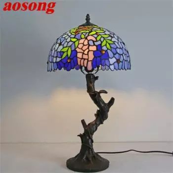 AOSONG настольная лампа Тиффани, современный креативный декоративный узор, светодиодный светильник для дома, спальни