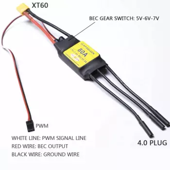 APISQUEEN 80A ESC 2-6S бесщеточный Электрический контроллер скорости 5 В/6 в/7,4 В 5A BEC с разъемом XT60 и 4,0 мм для радиоуправляемых лодок и моторов