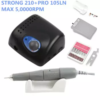 Аппарат Authent Strong 45000 PRO 105L Электрический с фрезами для маникюра и педикюра, 50000 об/мин/210 об/мин, 65 Вт, 2,35 мм
