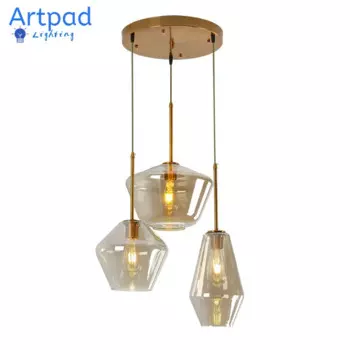 Artpad Single Three Heads Nordic Glass Подвесные светильники Гостиная Столовая Кухня Подвесной светильник Лофт Современный подвесной светильник Led