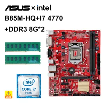 ASUS B85M-HQ с процессором Core I7 4770 + DDR3 8G * 2 Intel B85 PCI-E 3,0 LGA 1151 материнская плата DVI 4 SATA III USB3.0 Micro ATX