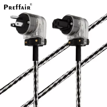 Аудиокабель Preffair HiFi с родиевым покрытием, шнур питания OCC, проводник с прямым углом разъема, аудиофильный кабель