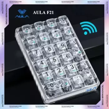 Aula F21 Прозрачная цифровая клавиатура, 21 клавиша, RGB с возможностью горячей замены, беспроводная Bluetooth, трехрежимная, долговечная клавиатура, игровой ПК, на заказ