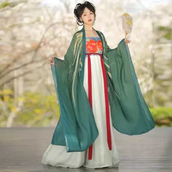 Аутентичный Модный женский костюм Hanfu в китайском стиле, традиционный костюм Тан, длина груди, новинка 2022, лето, ханьфу для женщин