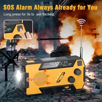 Аварийная Метеостанция AM/FM USB/Solar/ручная зарядка, работающая от батарейки, Аварийная сигнализация, фонарик для помещений/улицы