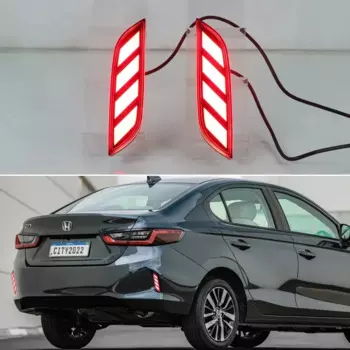 Авто светодиодный задний противотуманный фонарь для Honda City Sedan 2020 2021 2022, автомобильный бампер, стоп-сигнал, отражатель, функция 3 в 1, индикаторы сигнала