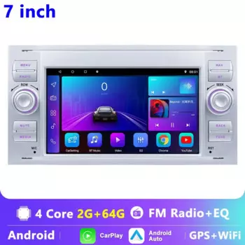 Автомагнитола 2Din Android для Ford Focus 2 Mondeo S C Max Kuga Fiesta Fusion Galaxy Transit 7 ''мультимедийный плеер Carplay WIFI GPS