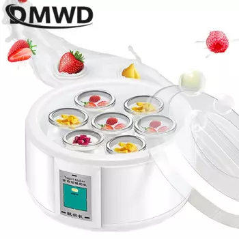 Автоматическая Йогуртница DMWD 1,5 л с 7 банками, многофункциональный инструмент «сделай сам», вкладыш из нержавеющей стали, машина для риса, вина, маринования йогурта