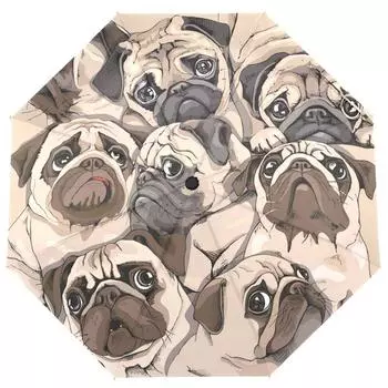 Автоматический зонт Funny Pugs 8 ребер