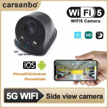 Автомобильная камера заднего вида WIFI5, задняя камера заднего вида для слепых зон, резервная парковочная беспроводная водонепроницаемая камера 720P HD для IOS/Android и радио