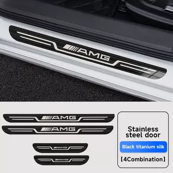 Автомобильная накладка на порог из нержавеющей стали для Mercedes Benz AMG CLA GLC GLK GLA A B C E Class W203 W206 W220 W205 W211 W212 W201