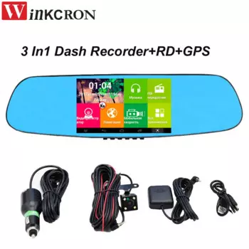 Автомобильное зеркало заднего вида 5,0 дюйма IPS 3 в 1 DVR камера рада детектор GPS-навигация Android 5,1 Full HD 1080P видеорегистратор