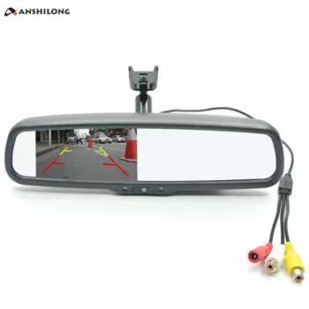 Автомобильное зеркало заднего вида ANSHILONG, ЖК-дисплей TFT 4,3 дюйма, 2 канала, видеовход со специальным монтажным кронштейном