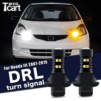 Автомобильные аксессуары, светодиодные дневные ходовые огни Turn Drl 2in1 7440 W21W T20 для Honda Jazz Fit GE6/7/8/9 2007-2015 Honda Odyssey
