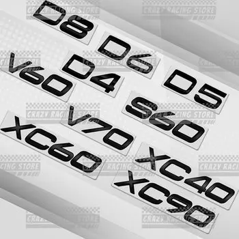 Автомобильные значки для Volvo XC40 XC60 XC90 XC70 S60 V60 V70 S90 V40 AWD D3 D4 D5 D6 D7 D8 Глянцевая черная эмблема заднего багажника Металлические наклейки