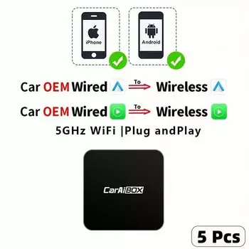 Автомобильный адаптер CarAIBOX 2 в 1, 5,0 ГГц, Wi-Fi, BT