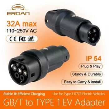 Автомобильный адаптер для зарядки ERDAN GBT в Type 1 EV, 32 А, кВт ГБ/т, Гнездовой разъем с гнездовым преобразователем типа 1 для электрического автомобиля J1772