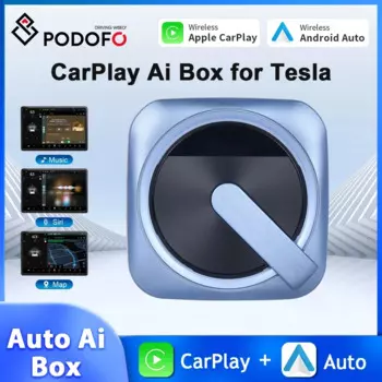 Автомобильный адаптер Podofo AI Box для Tesla Model 3 Y X S, беспроводной адаптер для CarPlay, без SIM-карты, на базе Android