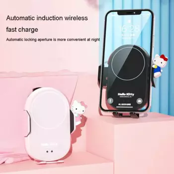 Автомобильный держатель для телефона Kawaii Kt Cat, мультяшный Автомобильный держатель для вентиляционного отверстия, многофункциональный универсальный аксессуар для беспроводной зарядки