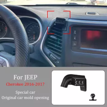 Автомобильный держатель телефона для JEEP Cherokee 2016-2017, беспроводное зарядное устройство с автоматическим зажимом 360 ° Вращающийся навигационный кронштейн