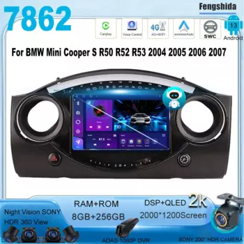 Автомобильный GPS-радиоприемник для BMW Mini Cooper S R50 R52 R53 2004 2005 2006 2007 Android 13 мультимедийный видеоплеер ТВ-навигация 7862CPU BT