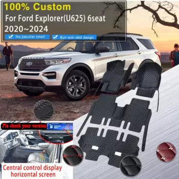 Автомобильный коврик, напольный ковер для Ford Explorer U625 2020-2024, 6 мест, кожаный ковер с центральным управлением и горизонтальным дисплеем, автомобильные аксессуары