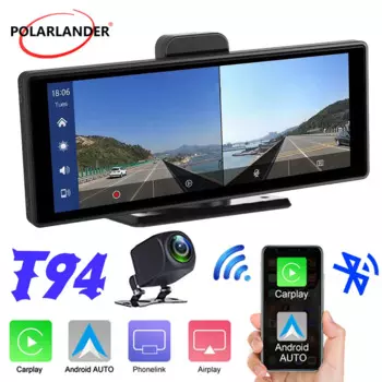Автомобильный монитор Беспроводной Carplay Android Авто WiFi 1080P 4k HD Bluetooth 5,0 смарт-широкоформатная камера ADAS 10 "Встроенный видеорегистратор T94 AHD камера