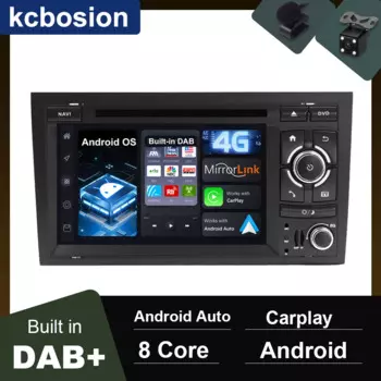Автомобильный мультимедийный DVD-плеер со встроенным DAB + 64 ГБ, 2 Din, стереомагнитола для Audi A4 B6 B7 S4 RS4 SEAT 2003-2011 CD