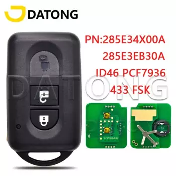 Автомобильный пульт дистанционного управления Datong World для Nissan Juke Navara Micra Xtrail Qashqai Duke 433FSK ID46Chip PN:285E34X00A/285E3EB30A