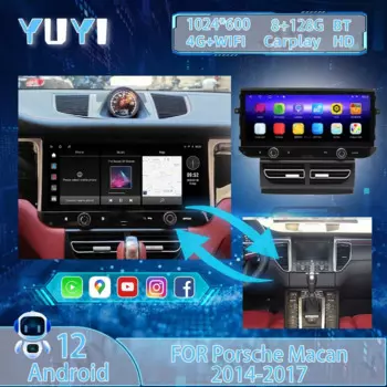 Автомобильный радиоприемник 12,3 дюйма для Porsche Macan 2014 2015-2016-2017 Android 12 с GPS-навигацией, DVD, мультимедийным проигрывателем, BT, автомобильная стереосистема