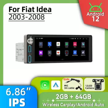 Автомобильный радиоприемник 1 Din, авторадио, Android, мультимедиа для Fiat Idea 2003-2008, 6,86 дюйма, стерео головное устройство, Carplay, Android, авто GPS BT